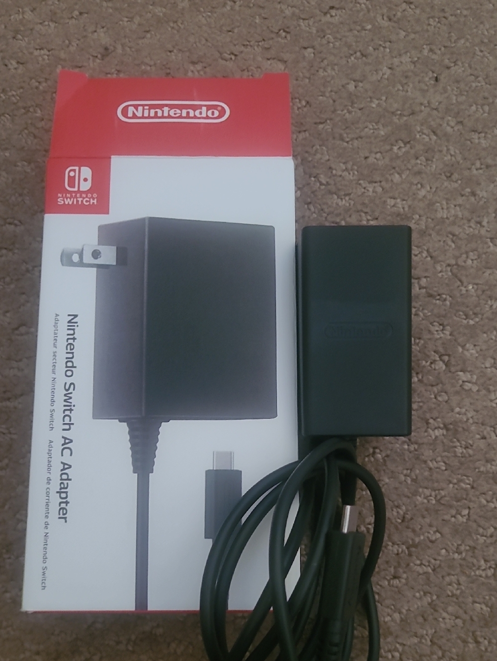 Nintendo Switch Black AC adapter USB-C Cable